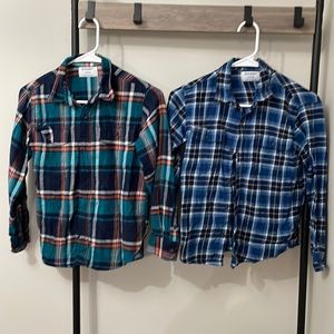 Boys Old Navy plaid flannel shirt lot, Size 10-12